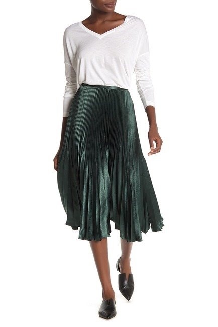 Chevron Pleated Midi Skirt