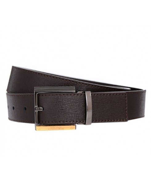 Collection Men's Brown Saffiano Leather with Gold Highlight