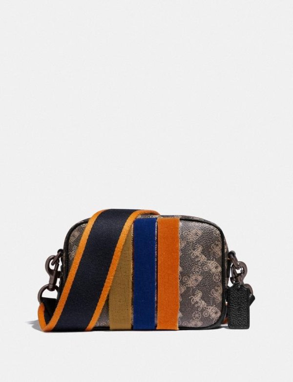 Camera Bag 16 With Horse and Carriage Print and Varsity Stripe