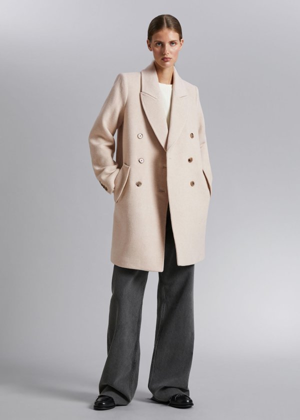 Boxy Double-Breasted Wool Coat