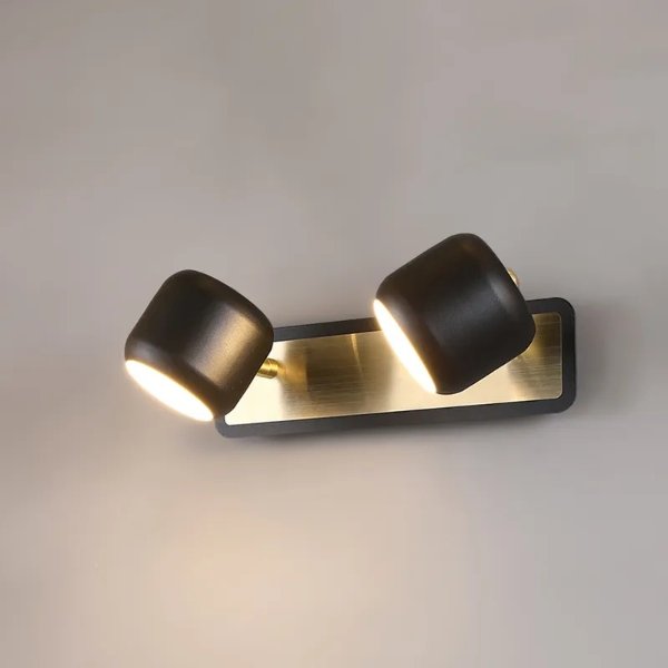 Black LED Adjustable Gold Bath Vanity Light 2-Light Indoor Wall Light-Homary