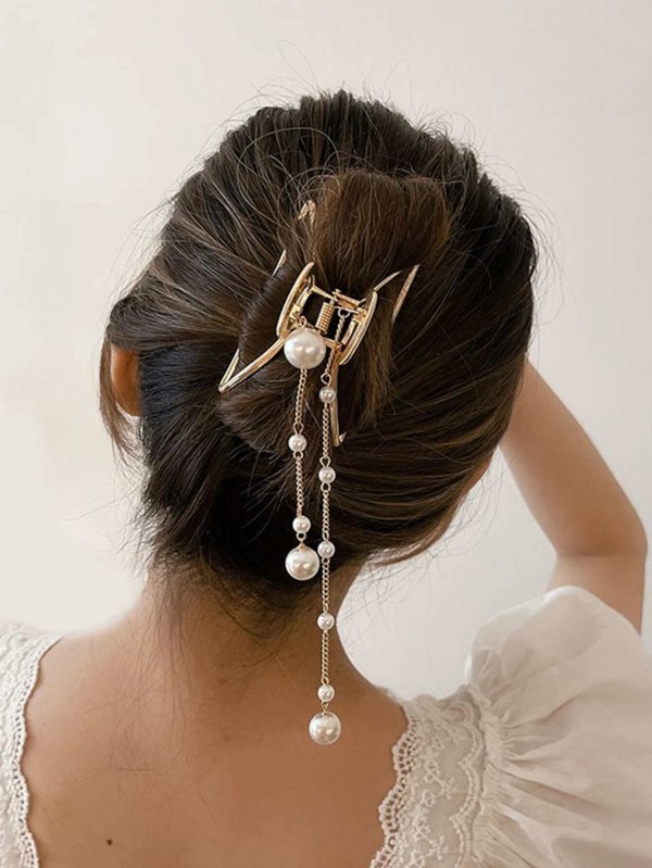 Faux Pearl Pendant Hair Claw