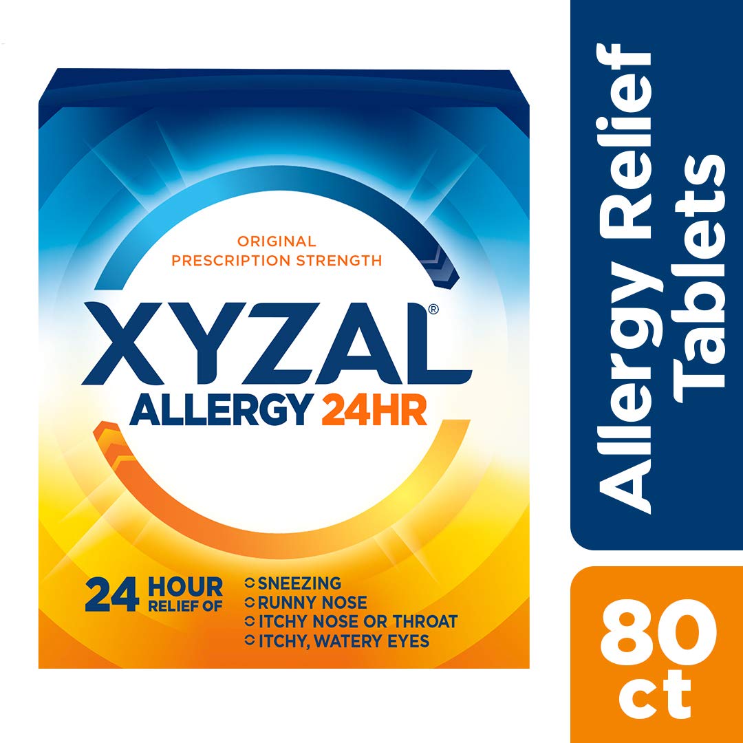 Xyzal过敏24小时，过敏片，80粒，全天候缓解过敏症状，包括打喷嚏，流鼻涕，鼻子或喉咙发痒，发痒，流眼泪
