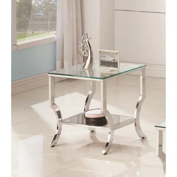 Coaster 银色玻璃边桌