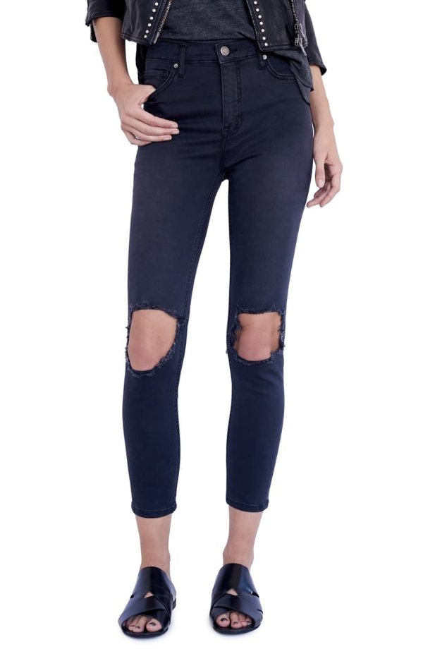 We the Free by Free People High Rise Busted Knee Skinny Jeans