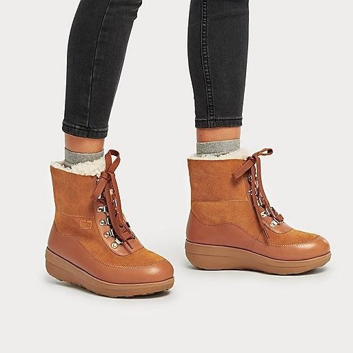 Shearling-Lined Laced Ankle Boots