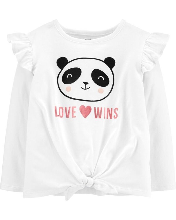 Panda Love Wins Tie-Front Top