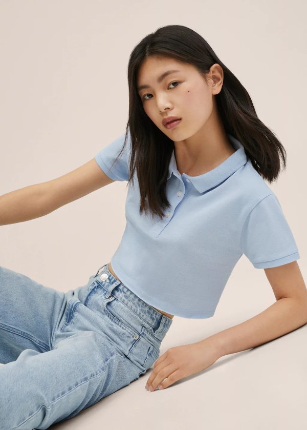 Cropped cotton polo shirt - Teenage girl | Mango Teen USA