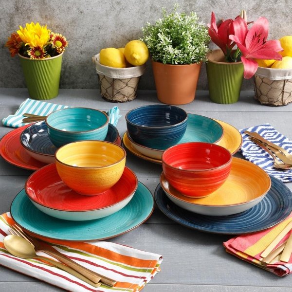 Color Speckle 12-Piece Casual Assorted Colors Stoneware Dinnerware Set (Service for 4)