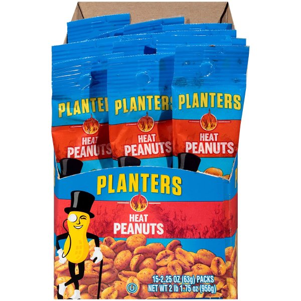 Planters Heat Peanuts (2.25oz Bags, Pack of 15)