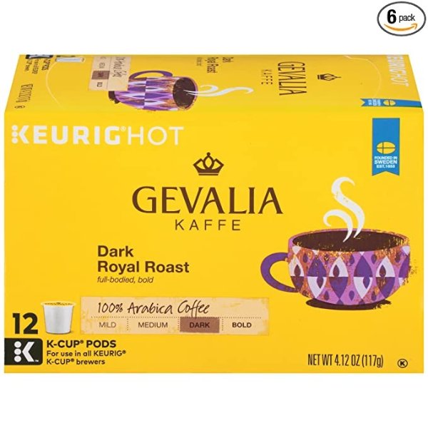 Dark Royal Roast K-Cup Coffee Pods (72 Pods, 6 Packs of 12)