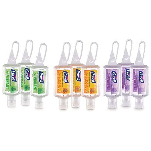 PURELL Advanced Hand Sanitizer Gel Infused with Essential Oils, Scented Variety Pack, 1 fl oz Travel Sized Flip Cap Bottles with JELLY WRAP Carrier (Pack of 9)