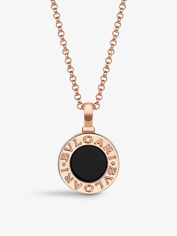 18ct rose-gold and onyx necklace