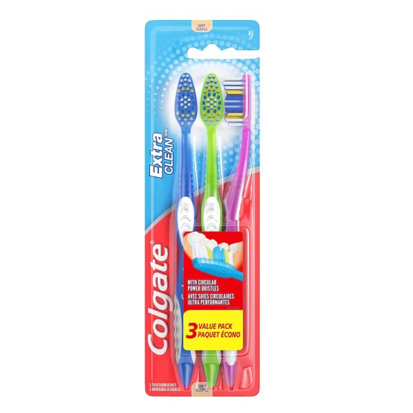 Extra Clean Full Head Toothbrush, Soft - 3 Count