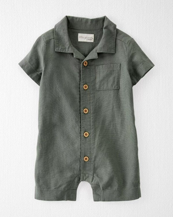 Baby LENZING™ ECOVERO™ Linen Blend Button-Front Romper