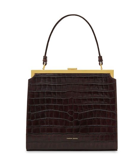 Elegant Crocodile-Embossed Top Handle Bag
