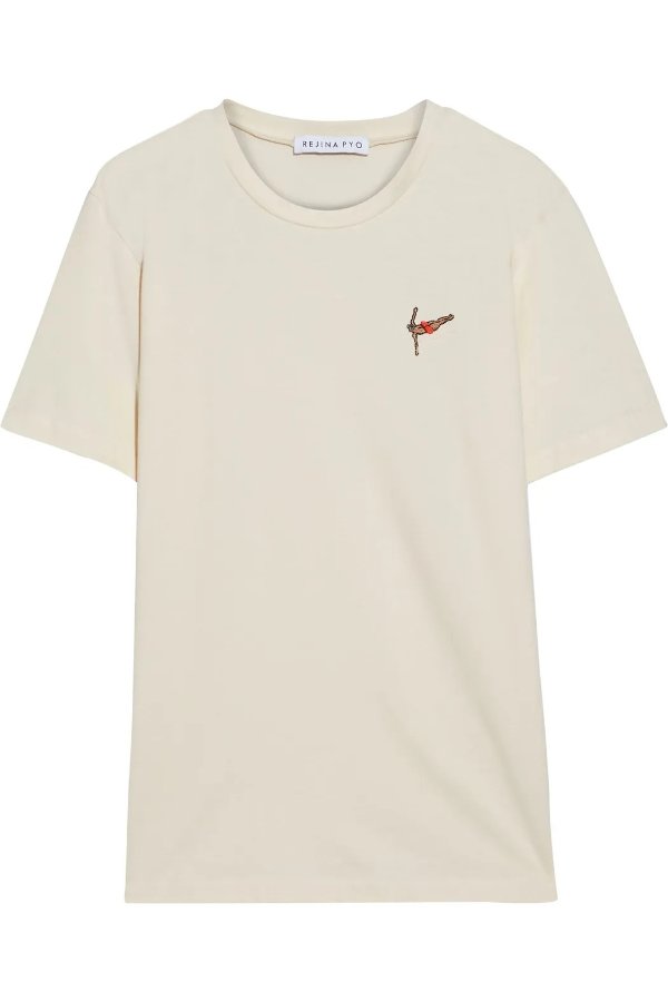 Rhys embroidered cotton-jersey T-shirt