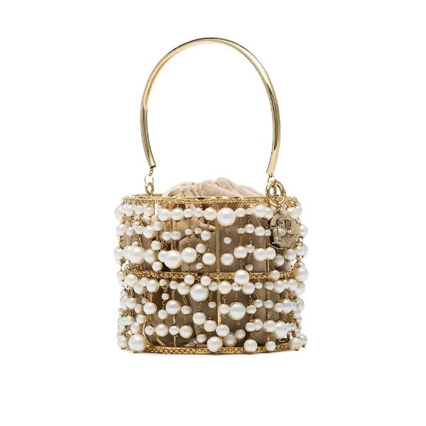 Rea pearl-embellished bucket bag