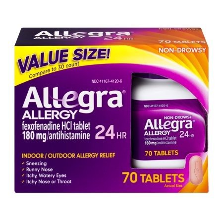 24 Hour Allergy Relief Antihistamine Tablets Value Size, 70 Ct