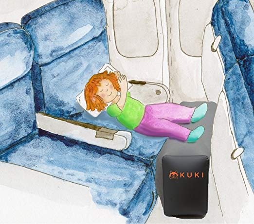 Inflatable Travel Pillow Bed/Leg Rest for Kids to Lie Down & Sleep on Long Flights, Long Distance Journeys in Cars, on Buses or Trains. Elevate Your Legs for Better Circulation. Gray. by KUKI