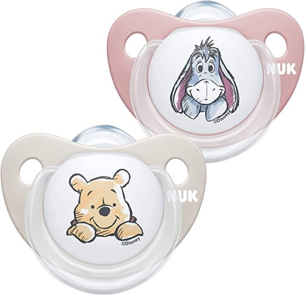 婴儿安抚牙胶 | 6-18 Months | BPA-Free Silicone Soothers | Disney Winnie the Pooh | Pink (Girl) | 2 Count