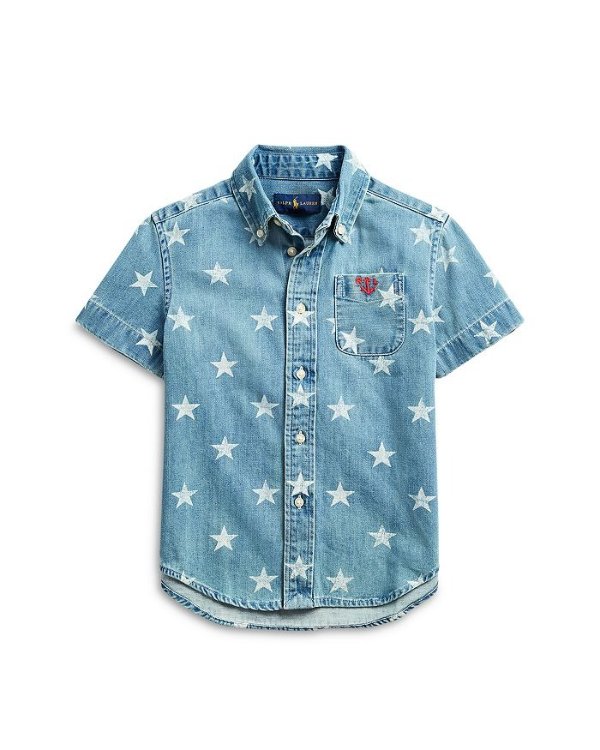 Boys Star-Print Cotton Denim Shirt - Little Kid, Big Kid