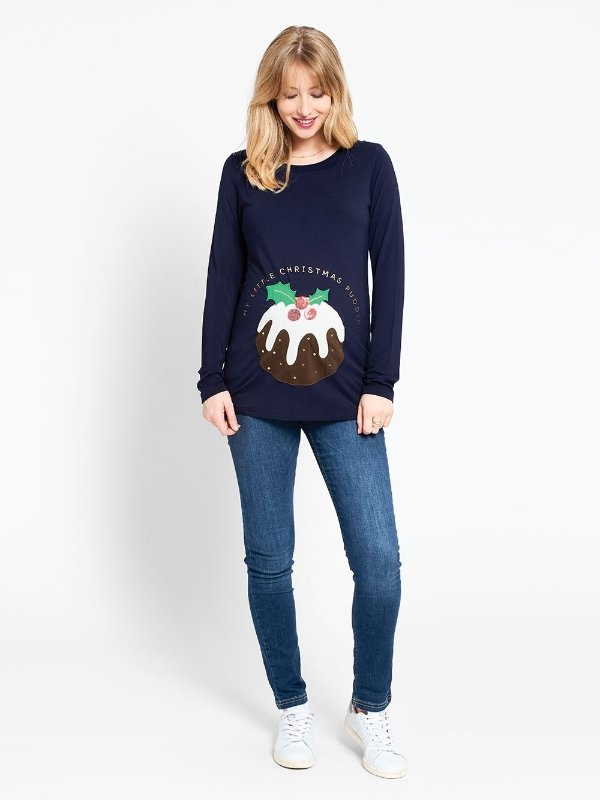 My Little Christmas Pudding Maternity Top