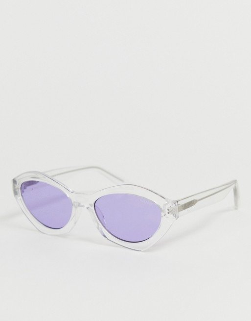Quay Australia LOOK OUT sunglasses in clear/purple | ASOS
