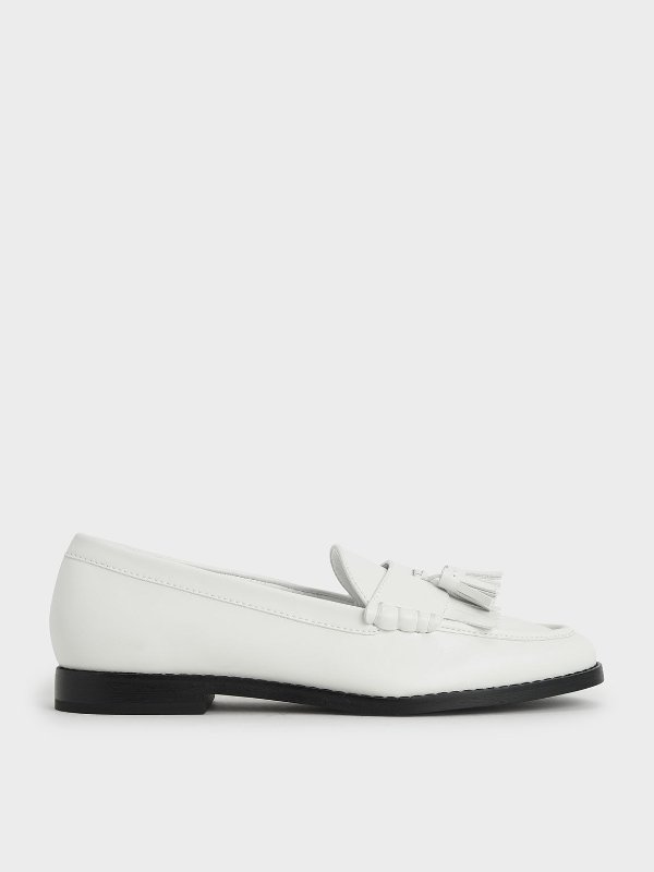 White Tassel Penny Loafers | CHARLES &amp; KEITH