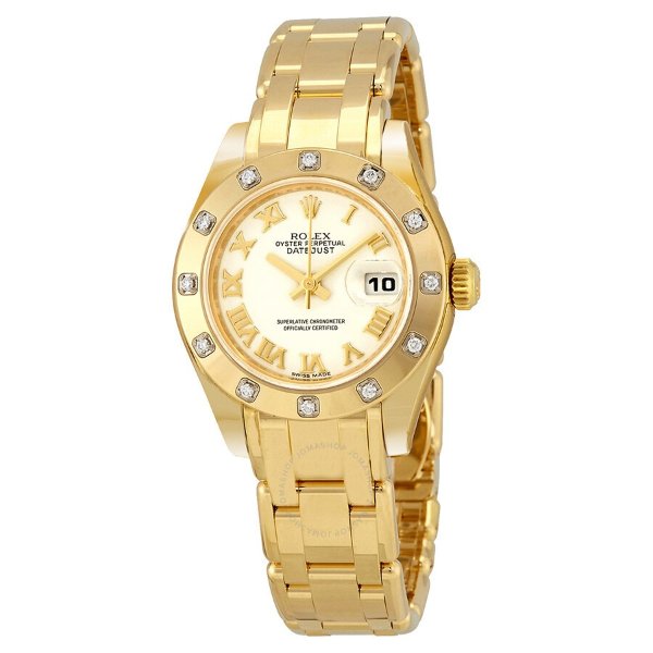Lady-Datejust Pearlmaster White Dial 18K Yellow Gold Automatic Ladies Watch 80318WRPM