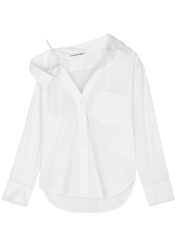 White cut-out cotton-poplin shirt