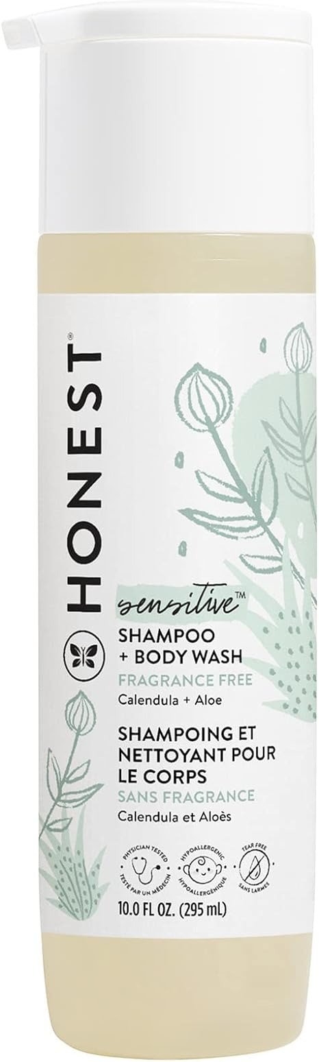Honest Purely Simple Hypoallergenic Shampoo and Body Wash for Sensitive Skin, Fragrance Free, 10 Fluid Ounce
