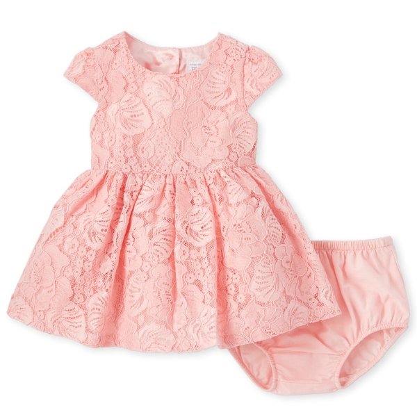Baby Girls Lace Matching Fit And Flare Dress