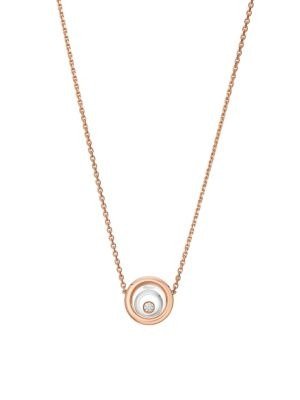 - Happy Spirit Diamond, 18K Rose & White Gold Double Circle Pendant Necklace