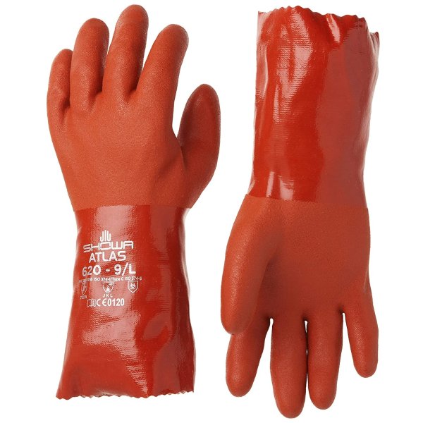 全涂层PVC手套 带里衬 耐化学品 大号 12双