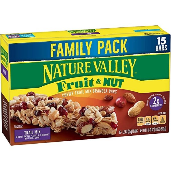 Granola Bars, Fruit & Nut, Chewy Trail Mix Granola Bars, 15 count