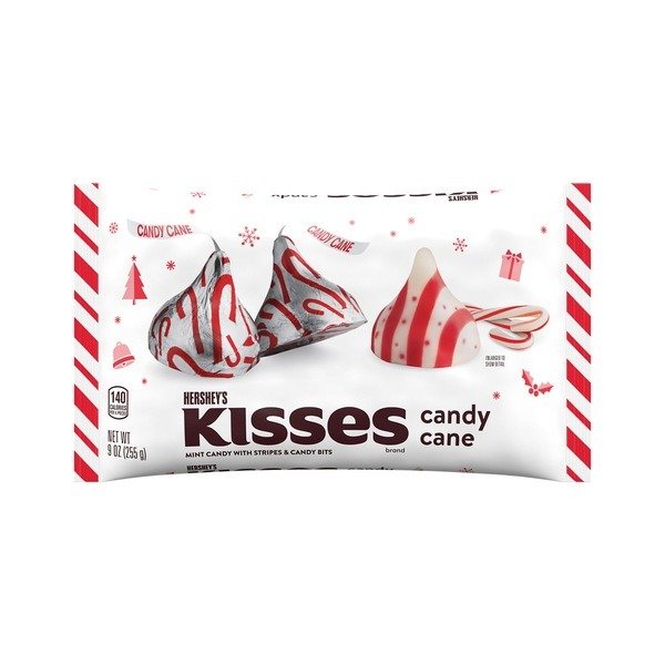 Kisses Candy Cane Flavored, Christmas Candy Bag, 9 oz