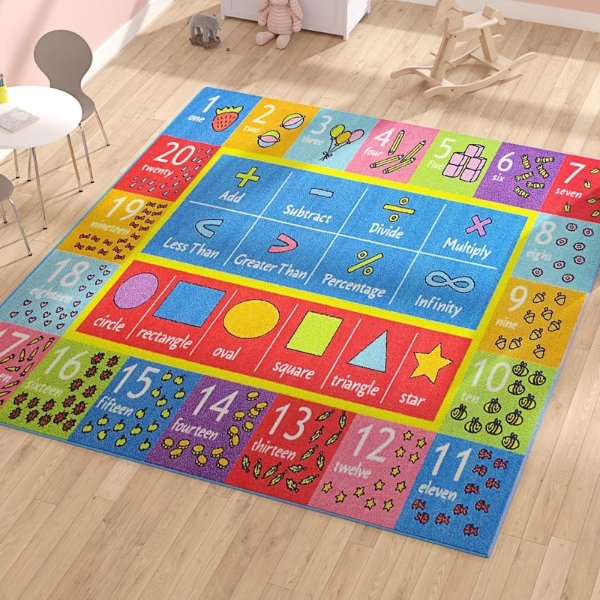 Weranna Math Symbols Numbers and Shapes Educational Learning Blue/Red Indoor/Outdoor RugWeranna Math Symbols Numbers and Shapes Educational Learning Blue/Red Indoor/Outdoor RugProduct OverviewRatings & ReviewsQuestions & AnswersShipping & ReturnsMore to Explore