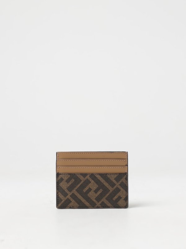 : credit card holder in coated cotton and leather - Brown |wallet 7M0164AJF8 online at GIGLIO.COM