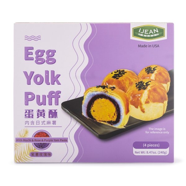 IJEAN Egg Yolk Puff with Mochi, Rose and Purple Yam Paste 240 g
