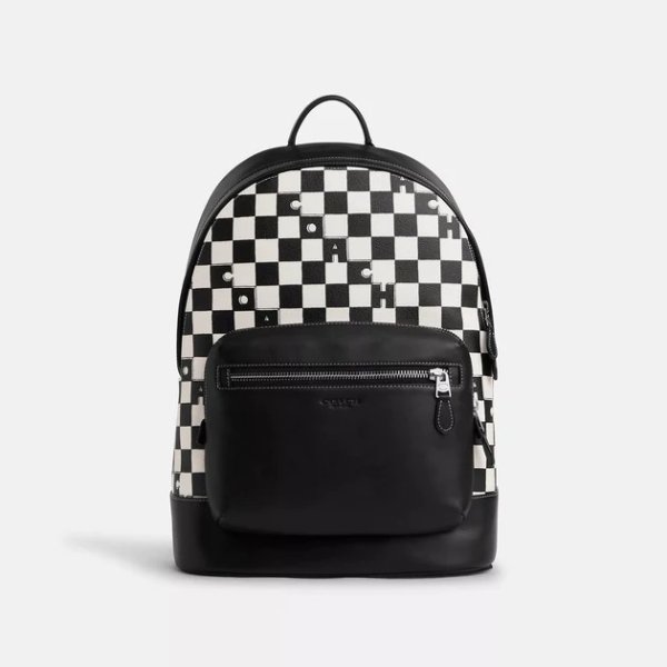 west backpack with checkerboard print