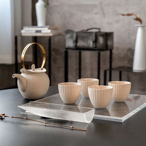 【围炉煮茶】蓝印东方 湖上山间 景德镇陶瓷中式泡茶壶茶具套装 茶壶x1 茶杯x4 灰陶 | 亚米