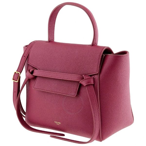 Raspberry Ladies Micro Belt Bag In Grained Calfskin