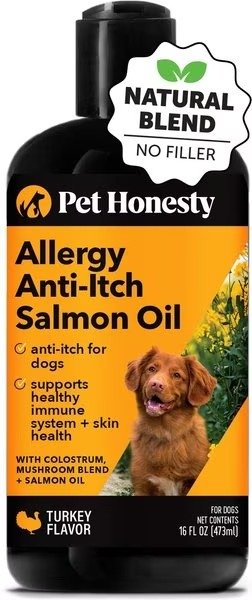 PetHonesty Allergy Anti-Itch Salmon Oil Turkey Flavored Liquid Allergy Supplement for Dogs, 16-oz bottle