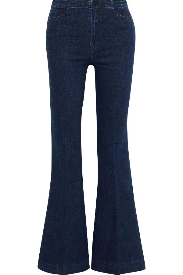 Darted high-rise flared jeans