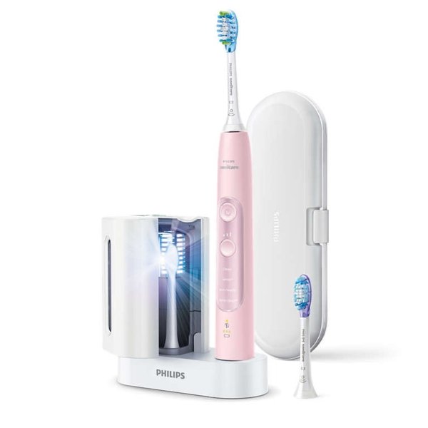 Sonicare ExpertClean 7700 Rechargeable Electric Toothbrush with Bluetooth & UV Sanitizer, HX9630/17, Pink
