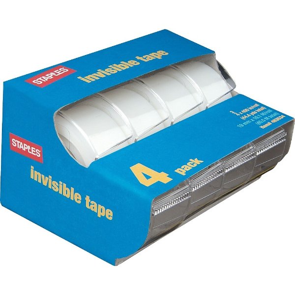 Staples Invisible Tape Caddies, 3/4" x 11.1 yds, 4/Pack (52384-P4D)