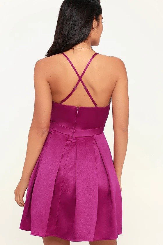 Be With You Magenta Skater Dress