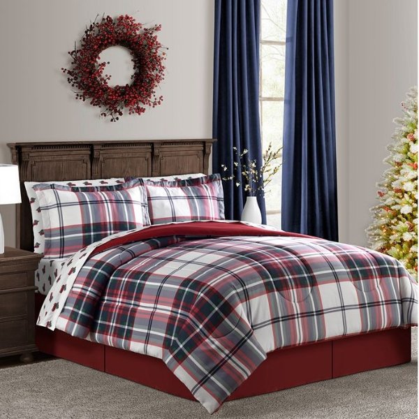 Holiday Tartan 8-Pc. Queen Comforter Set