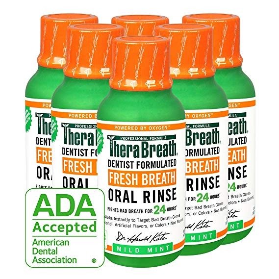 Fresh Breath Oral Rinse, Mild Mint, 3 Ounce Bottle (Pack of 6)